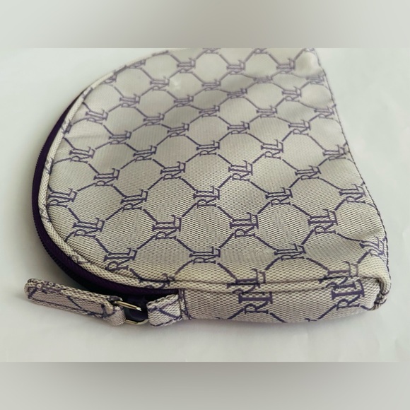 New Lauren Ralph Lauren Cosmetic Bag iPhone Case Purple Signature Logo Print - Picture 12 of 16